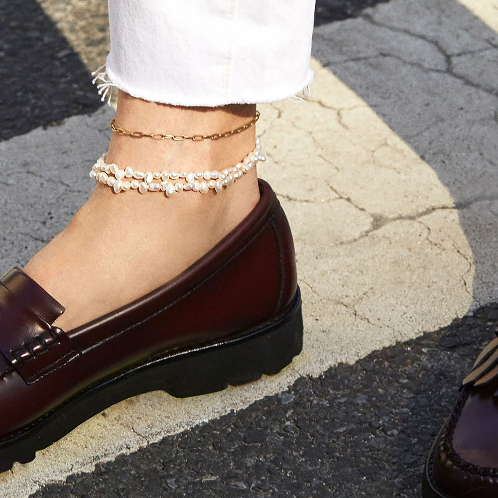 ELENYS Classic Chain – pozlacený náramek na nohu s článkovým designem